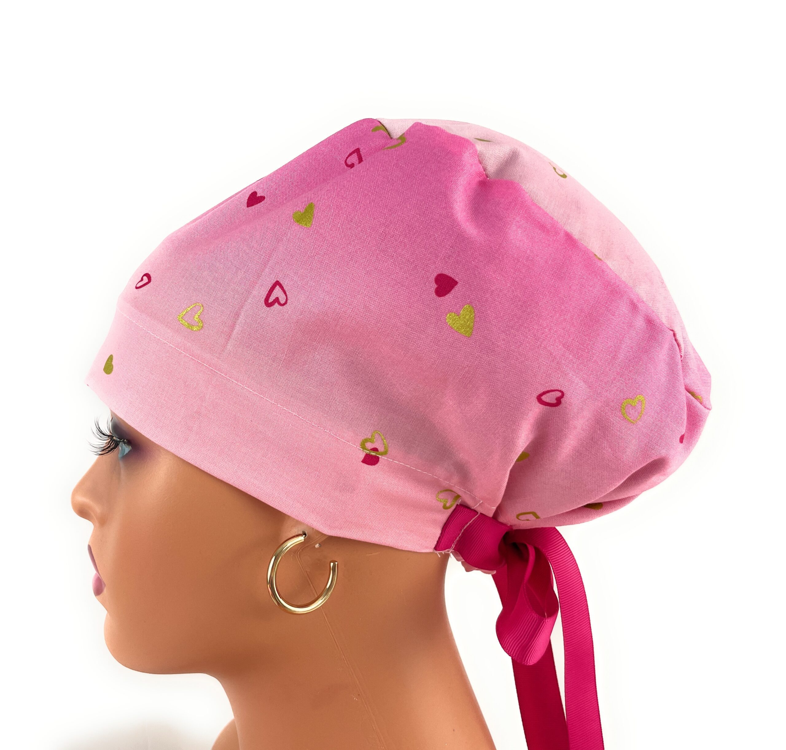 European Style Scrub Cap – (Grosgrain Ribbon) (No Ribbon) Golden Hearts - Valentine's Day - Image 16