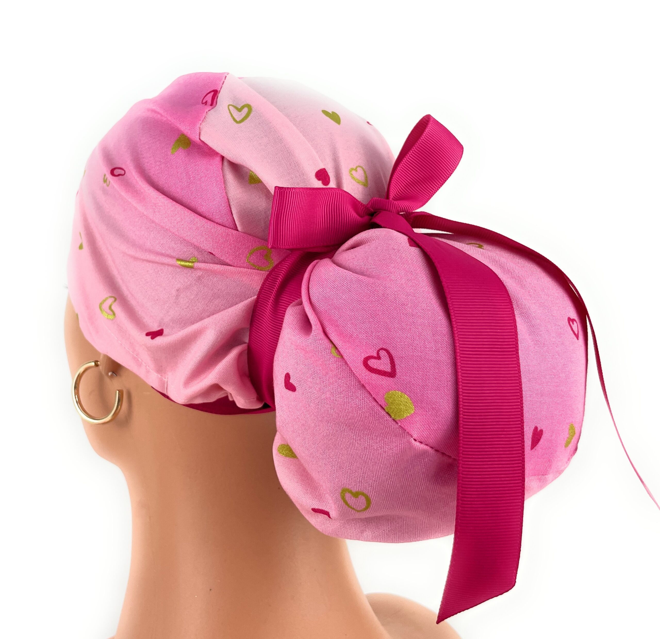 European Style Scrub Cap – (Grosgrain Ribbon) (No Ribbon) Golden Hearts - Valentine's Day - Image 10