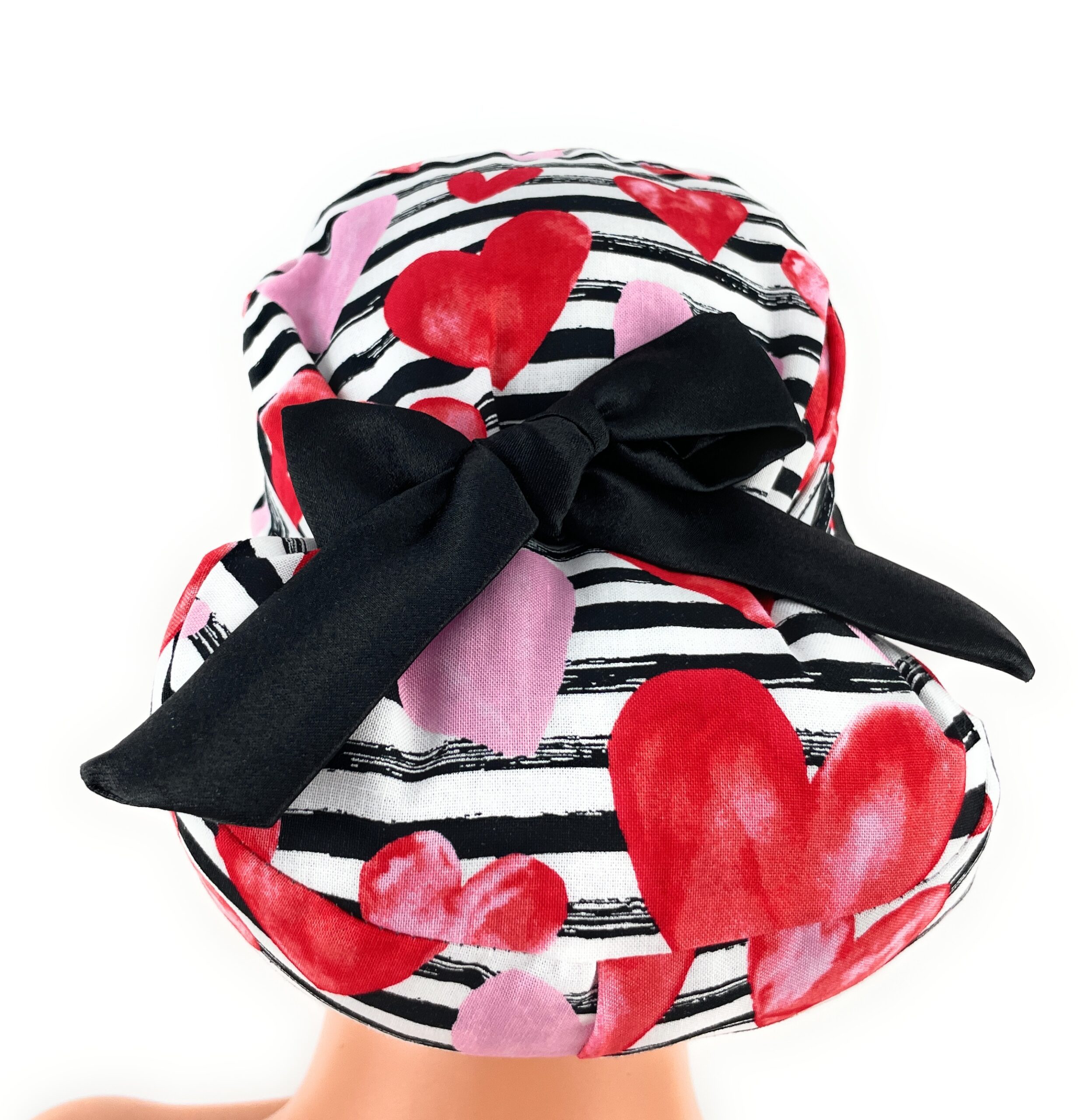European Style Scrub Cap – (Sateen Ribbon) (No Ribbon) Red Hearts - Valentine's Day - Image 11
