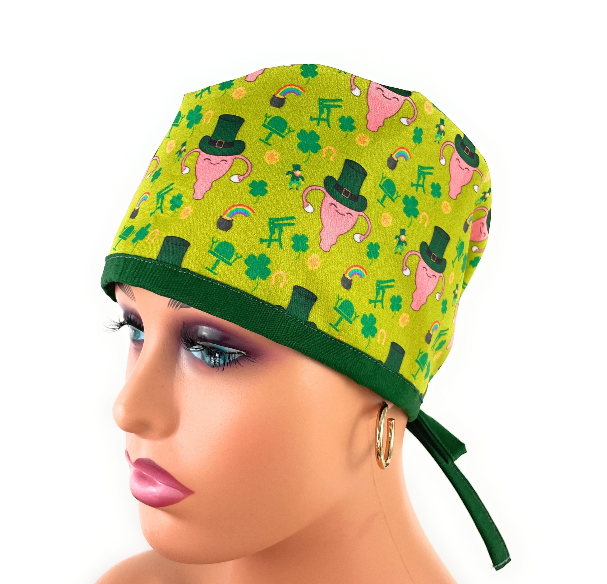 Unisex Medical Scrub Cap – Funny St. Patrick's Day Lucky Green - Image 2