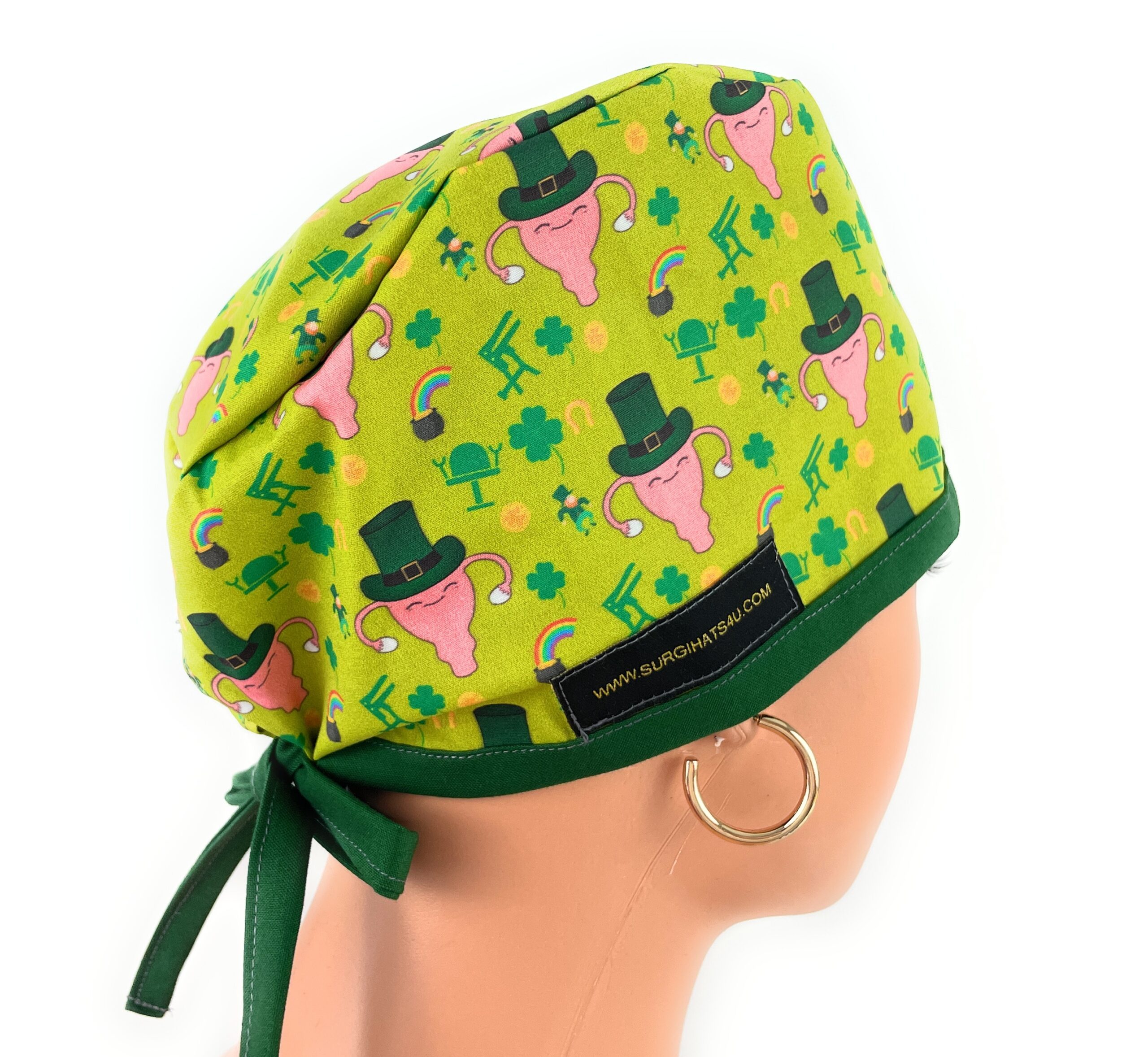 Unisex Medical Scrub Cap – Funny St. Patrick's Day Lucky Green - Image 3