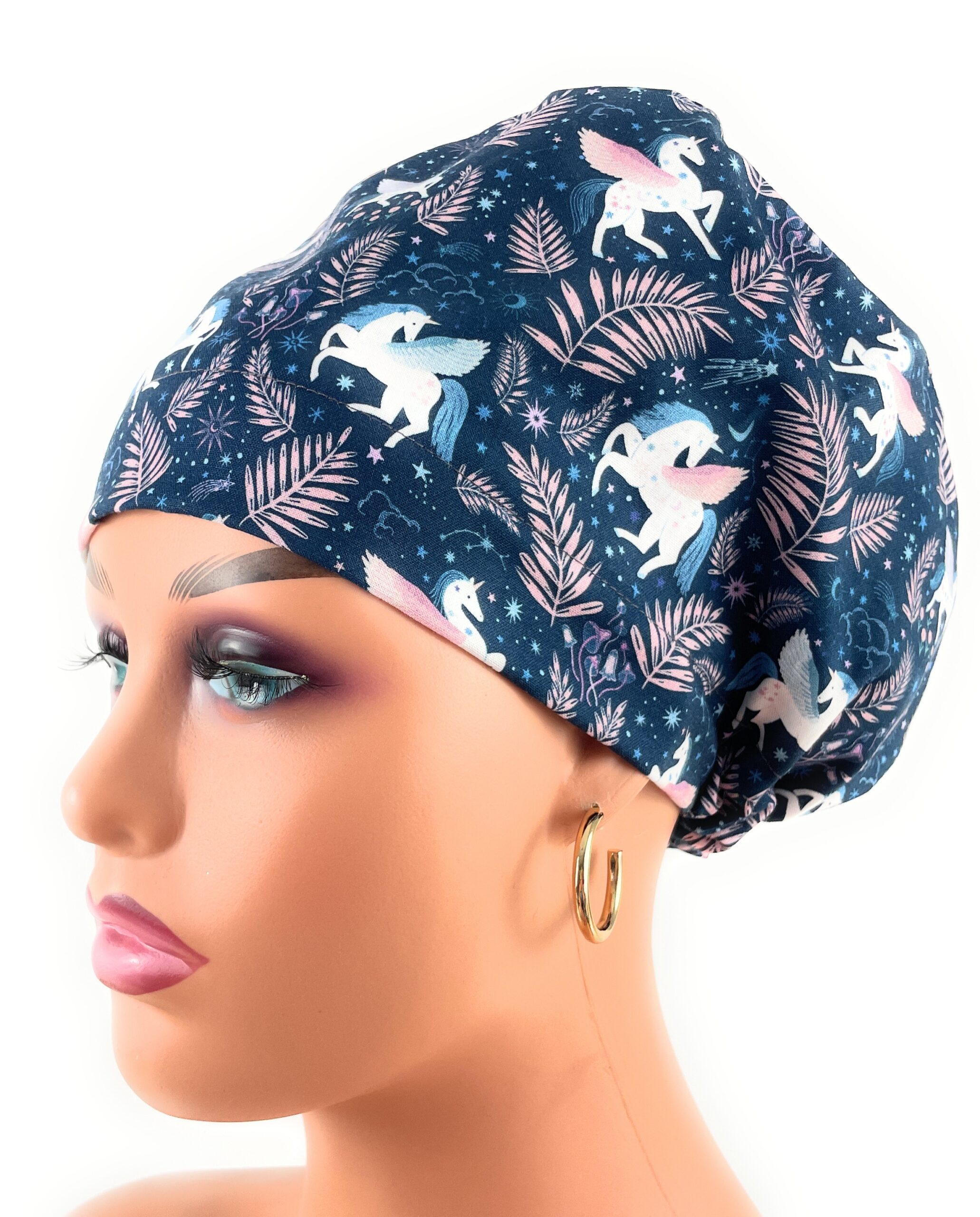 European Style Scrub Cap – (Grosgrain Ribbon) (No Ribbon) Heavenly in Midnight - Image 2