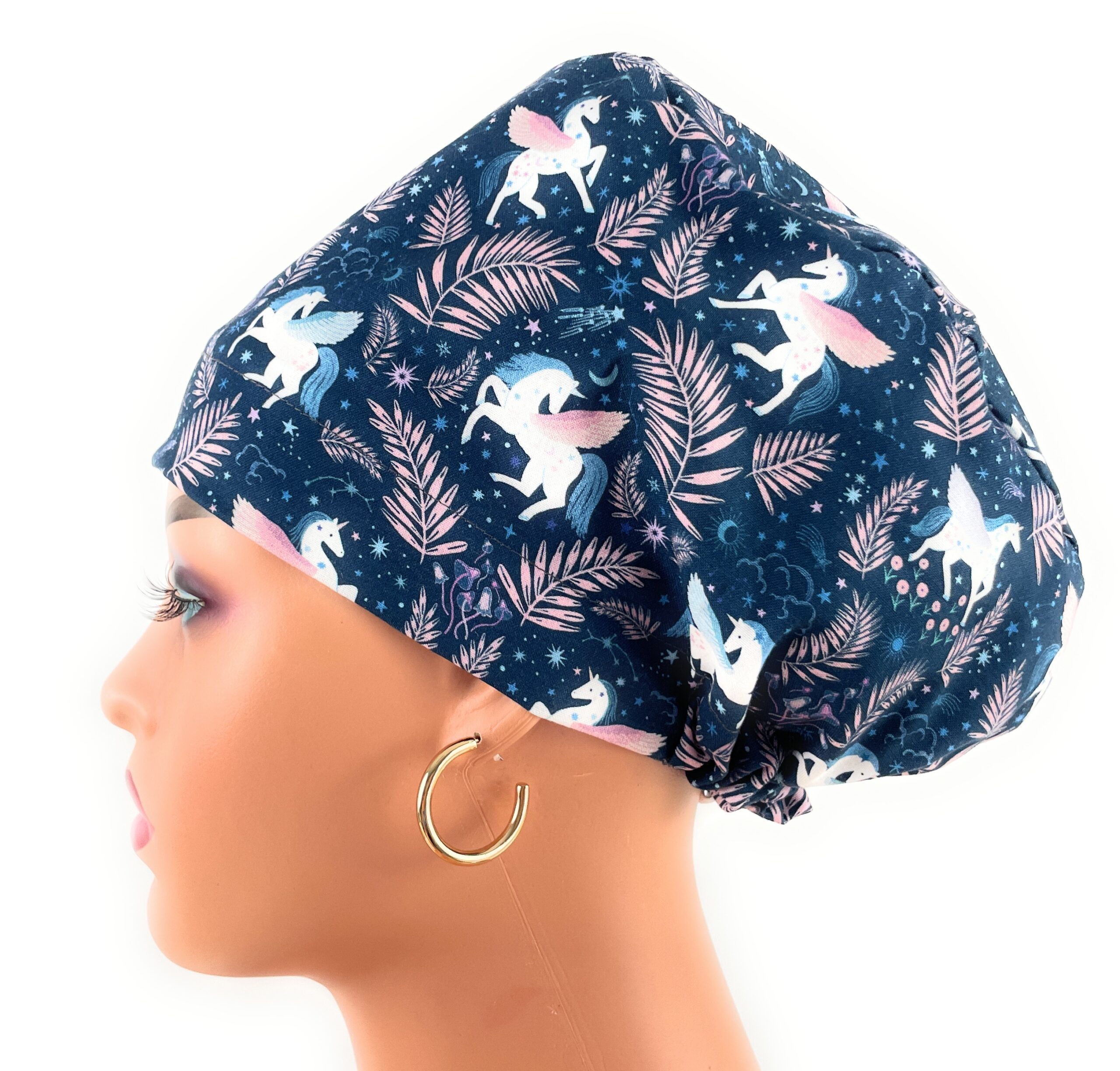 European Style Scrub Cap – (Grosgrain Ribbon) (No Ribbon) Heavenly in Midnight - Image 7
