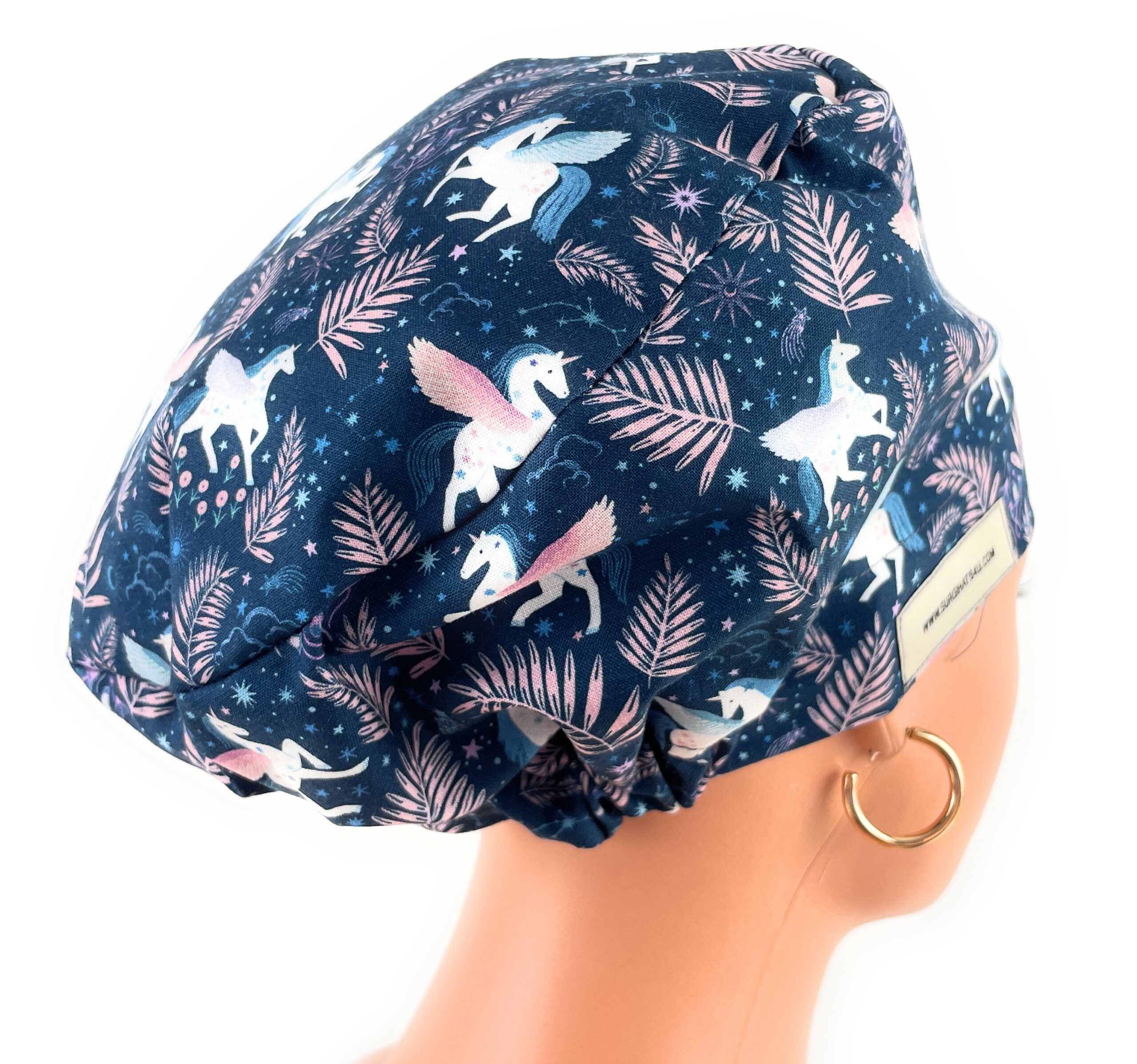 European Style Scrub Cap – (Grosgrain Ribbon) (No Ribbon) Heavenly in Midnight - Image 5