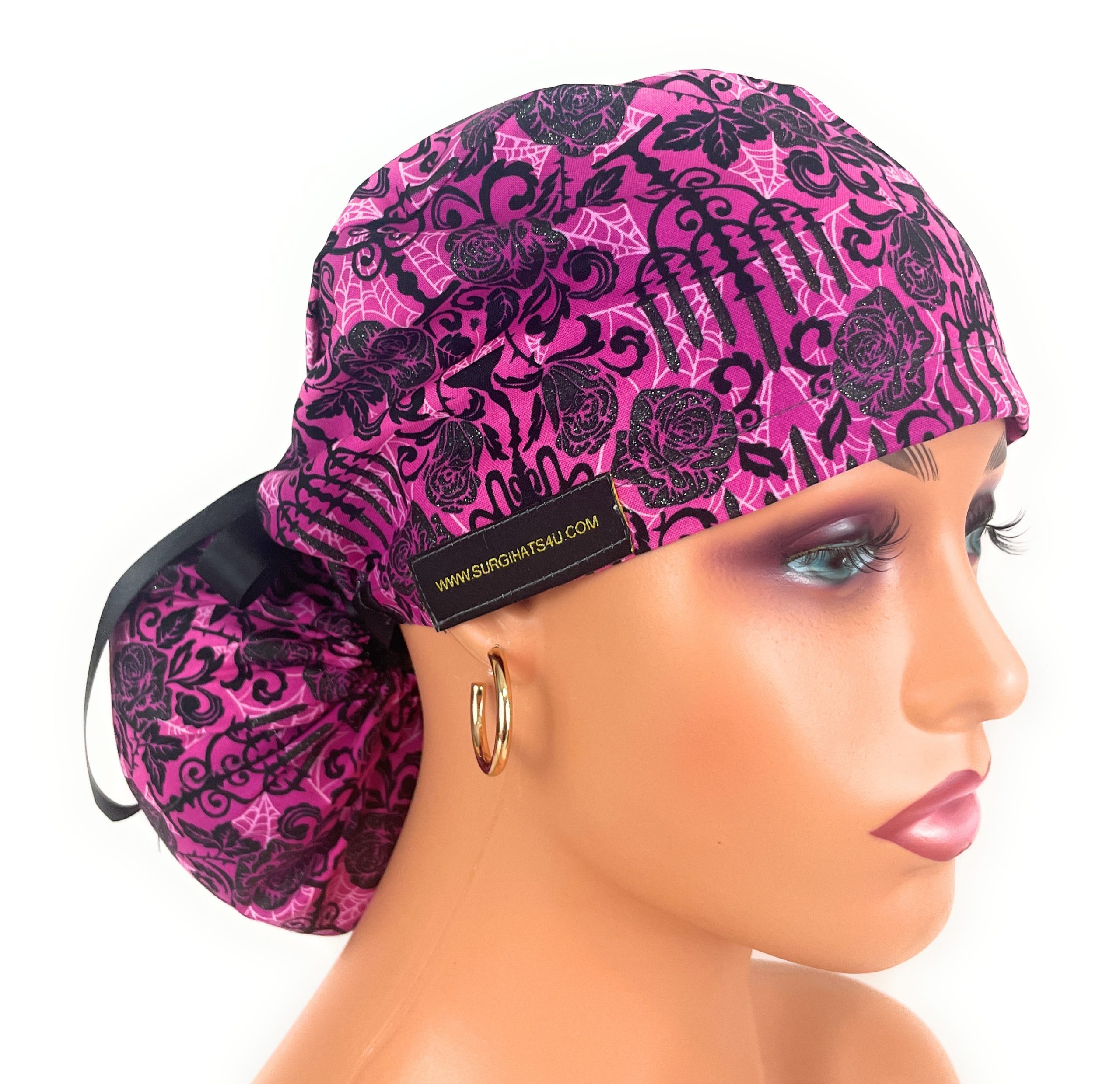 Ponytail Medical Scrub Cap - Gottic, Glitters