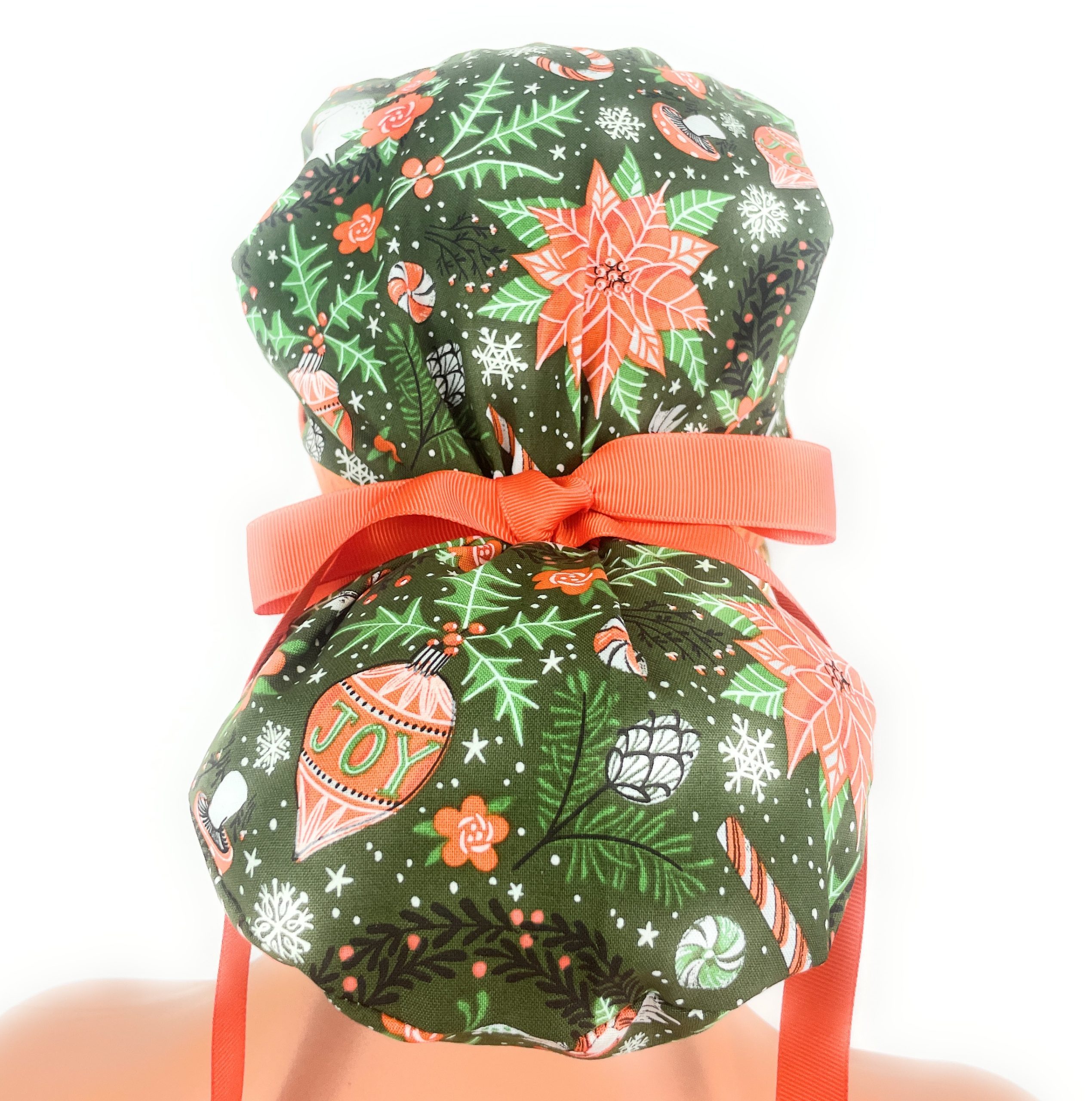 Turn Up Ponytail Medical Scrub Cap - Christmas Joy - Image 4