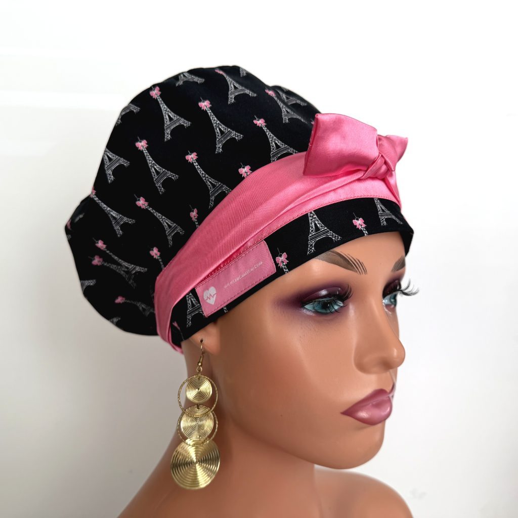 European Style Scrub Cap – (Sateen Ribbon) (No Ribbon) - Paris and Love