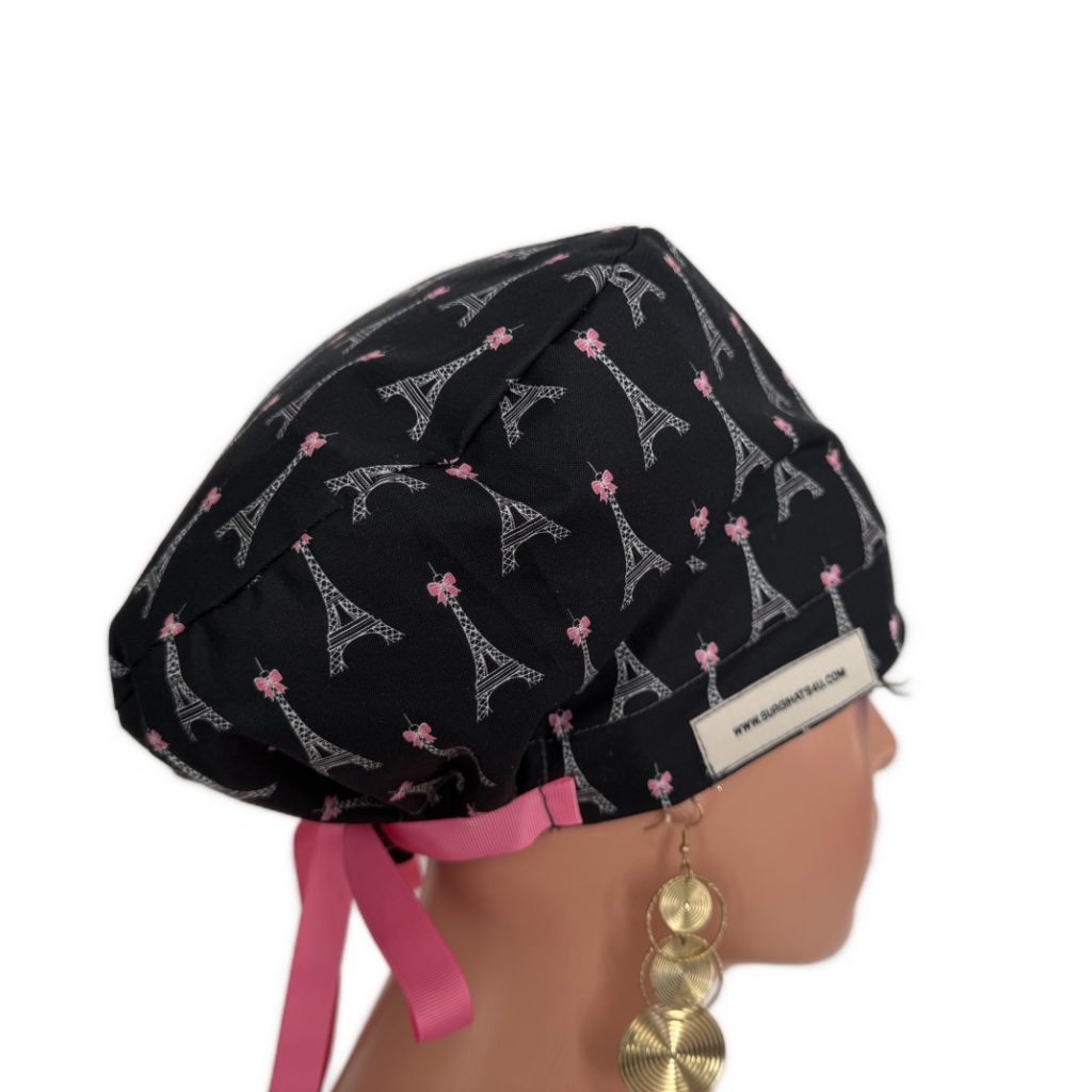 European Style Scrub Cap – (Grosgrain Ribbon) (No Ribbon) Paris and Love - Image 9