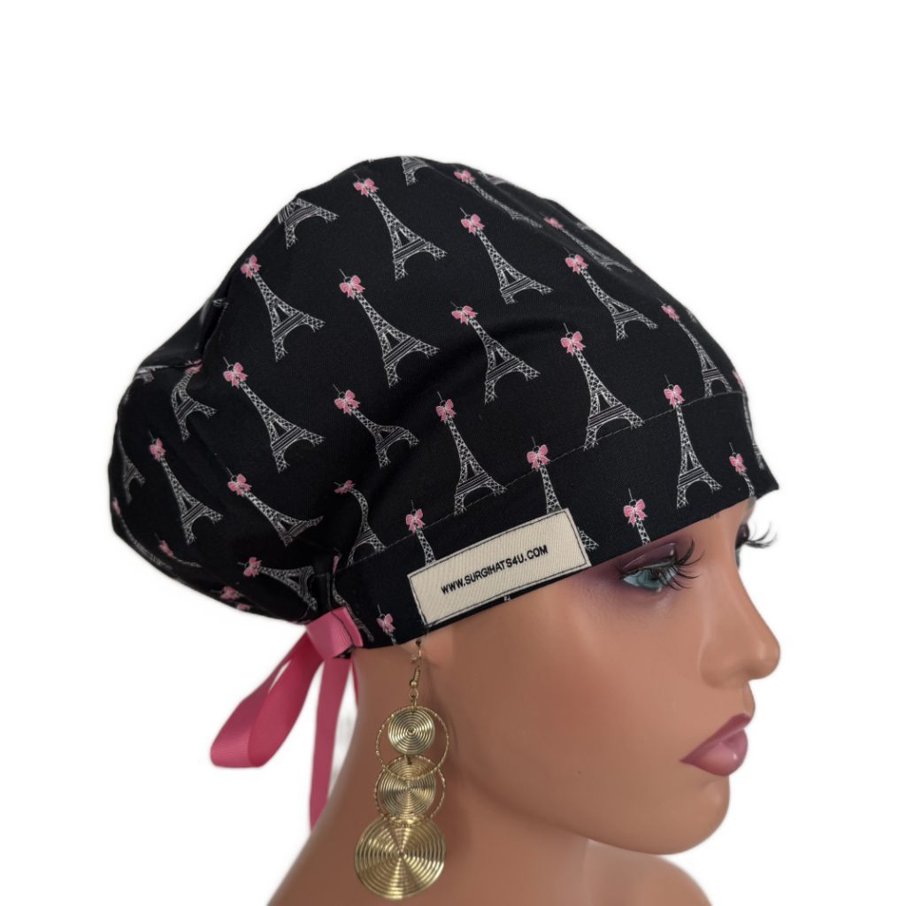 European Style Scrub Cap – (Grosgrain Ribbon) (No Ribbon) Paris and Love - Image 8