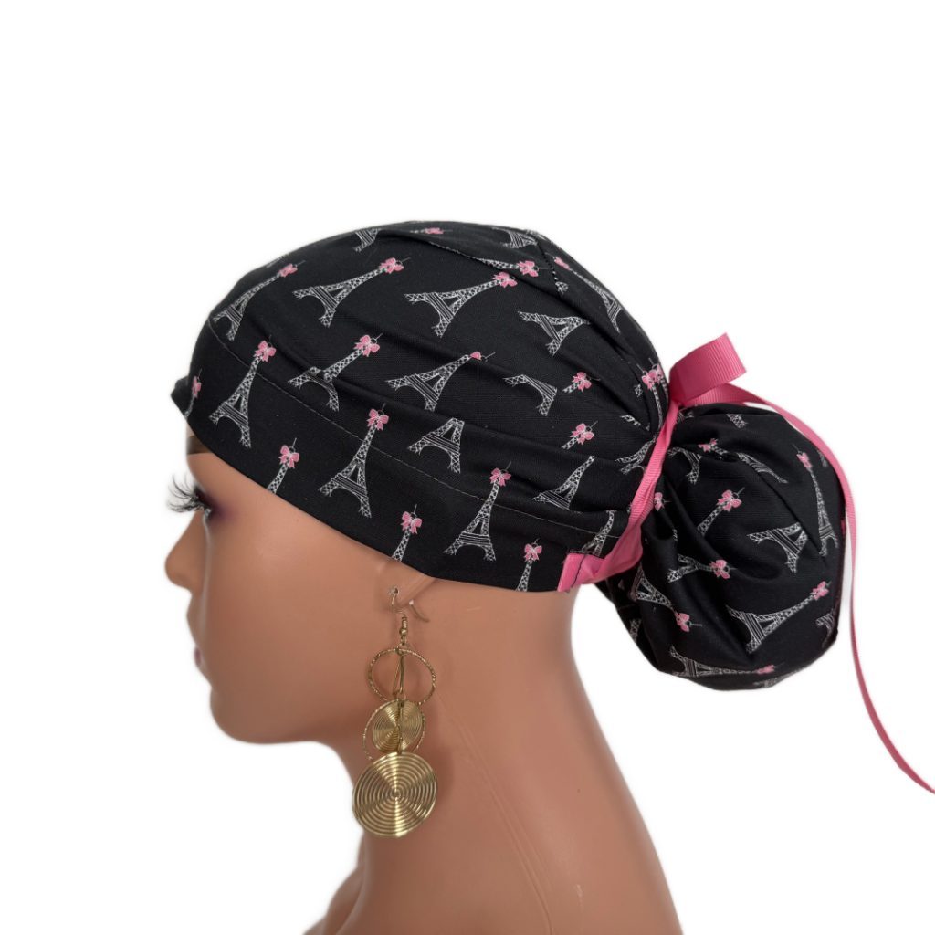European Style Scrub Cap – (Grosgrain Ribbon) (No Ribbon) Paris and Love - Image 16