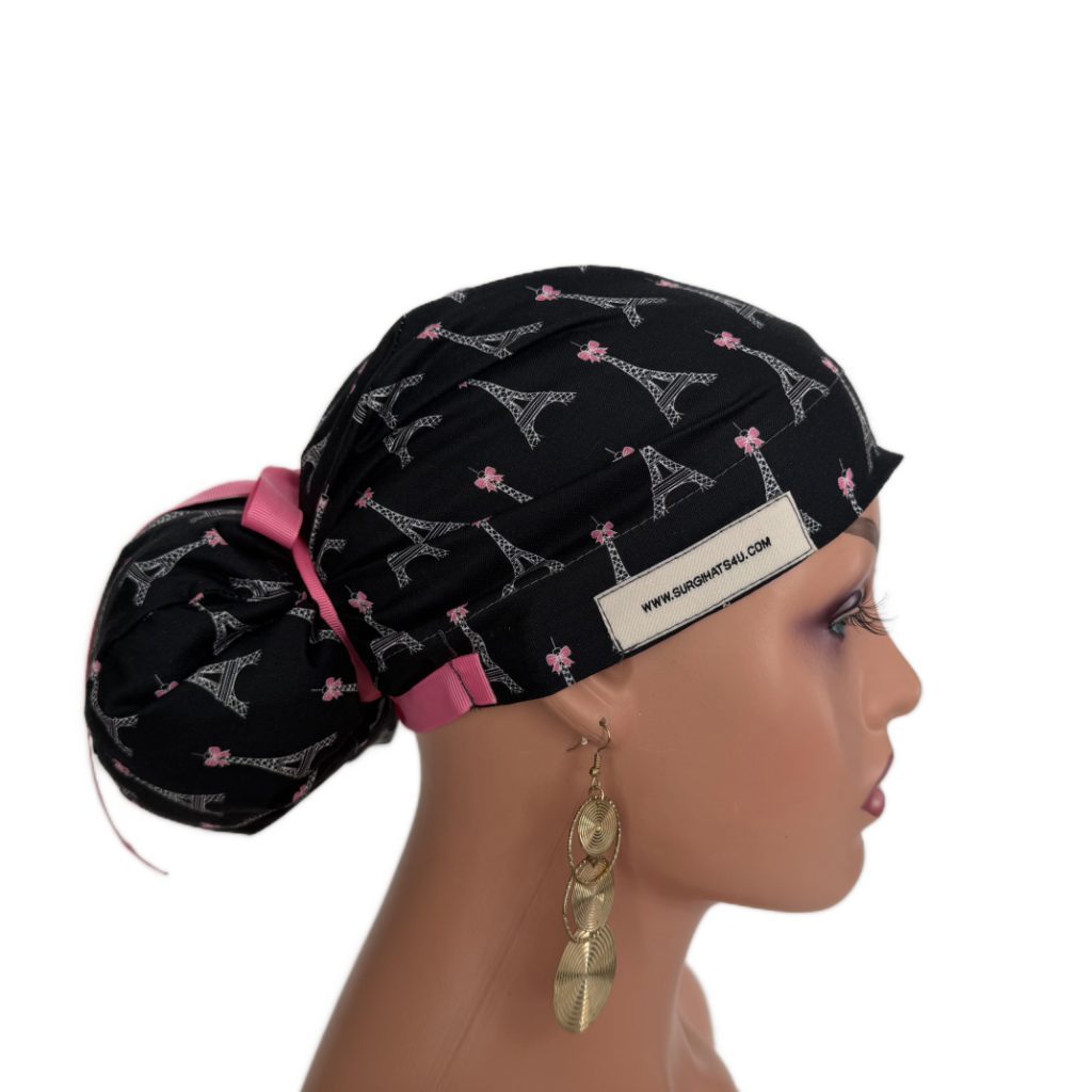 European Style Scrub Cap – (Grosgrain Ribbon) (No Ribbon) Paris and Love - Image 15