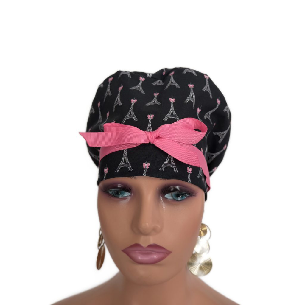 European Style Scrub Cap – (Grosgrain Ribbon) (No Ribbon) Paris and Love - Image 6