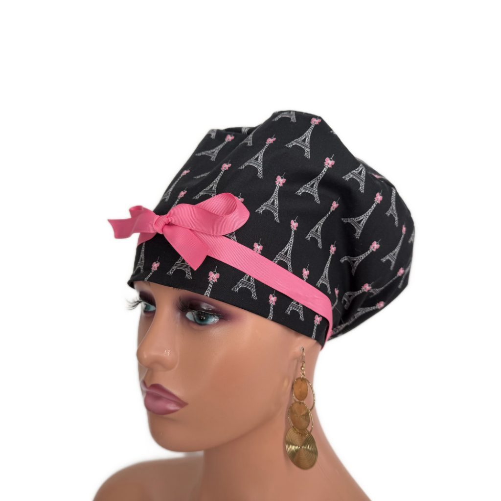European Style Scrub Cap – (Grosgrain Ribbon) (No Ribbon) Paris and Love - Image 7