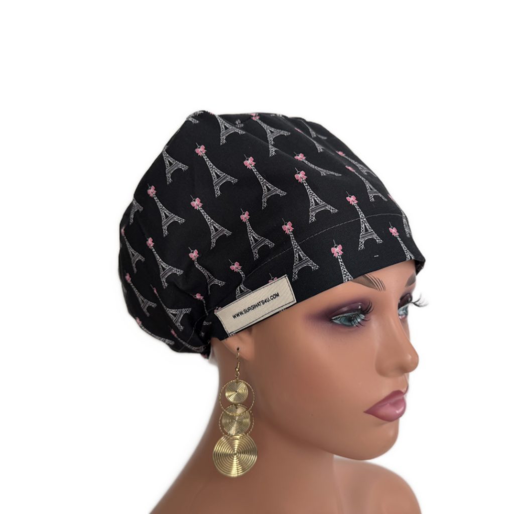 European Style Scrub Cap – (Grosgrain Ribbon) (No Ribbon) Paris and Love - Image 19