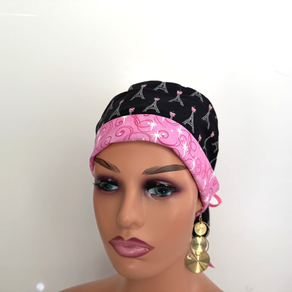Turn Up Ponytail Medical Scrub Cap-Paris and Love - Image 2