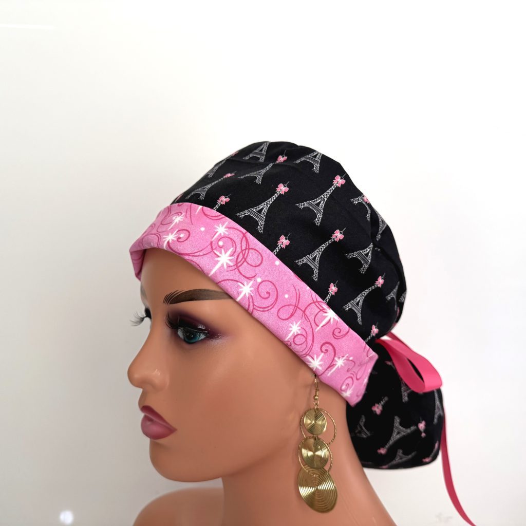 Turn Up Ponytail Medical Scrub Cap-Paris and Love - Image 3