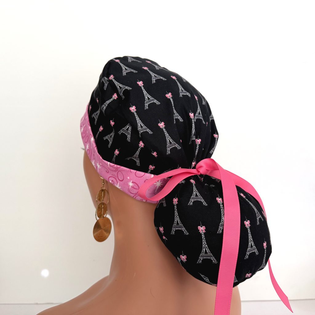 Turn Up Ponytail Medical Scrub Cap-Paris and Love - Image 5