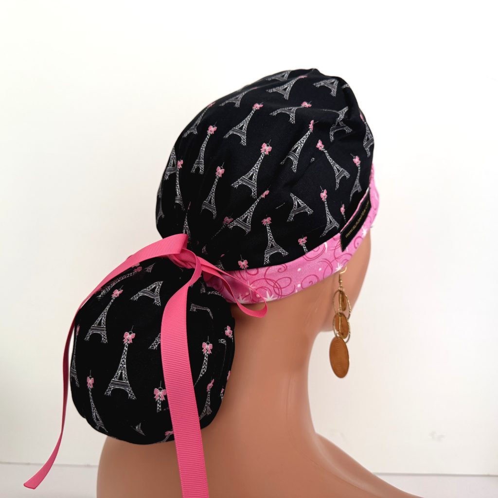 Turn Up Ponytail Medical Scrub Cap-Paris and Love - Image 6