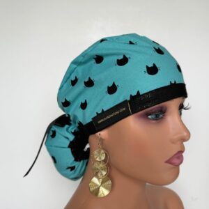 Ponytail Medical Scrub Cap - Meow, Meow