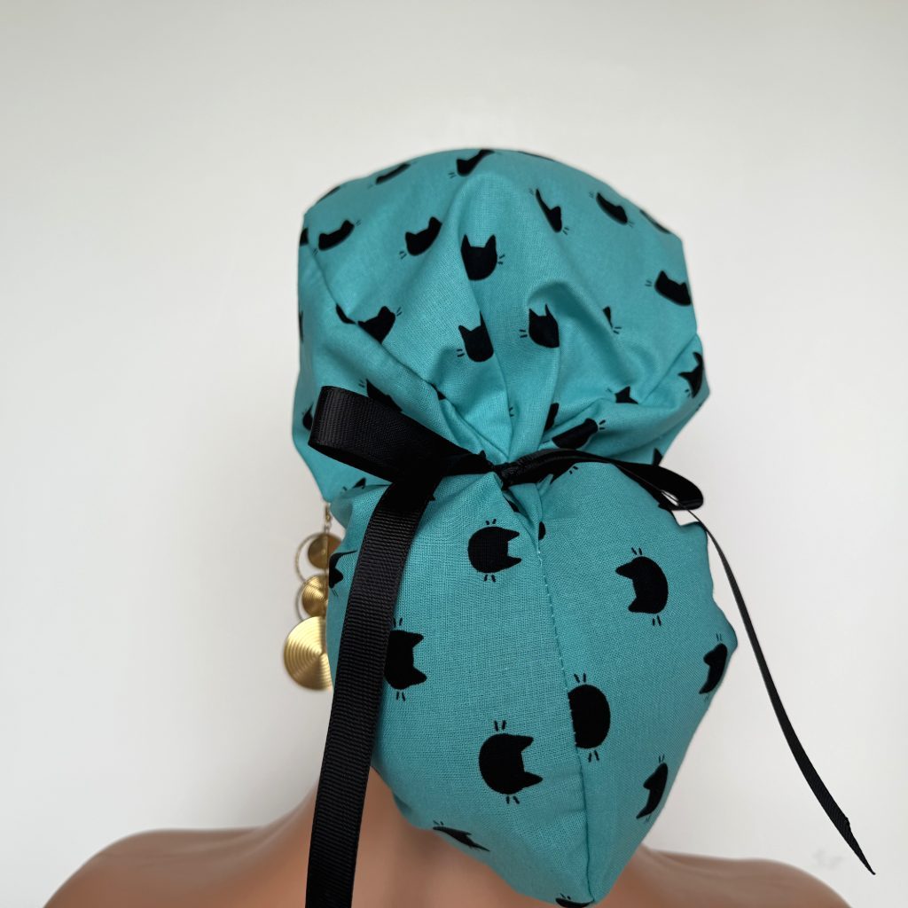Ponytail Medical Scrub Cap - Meow, Meow - Image 7