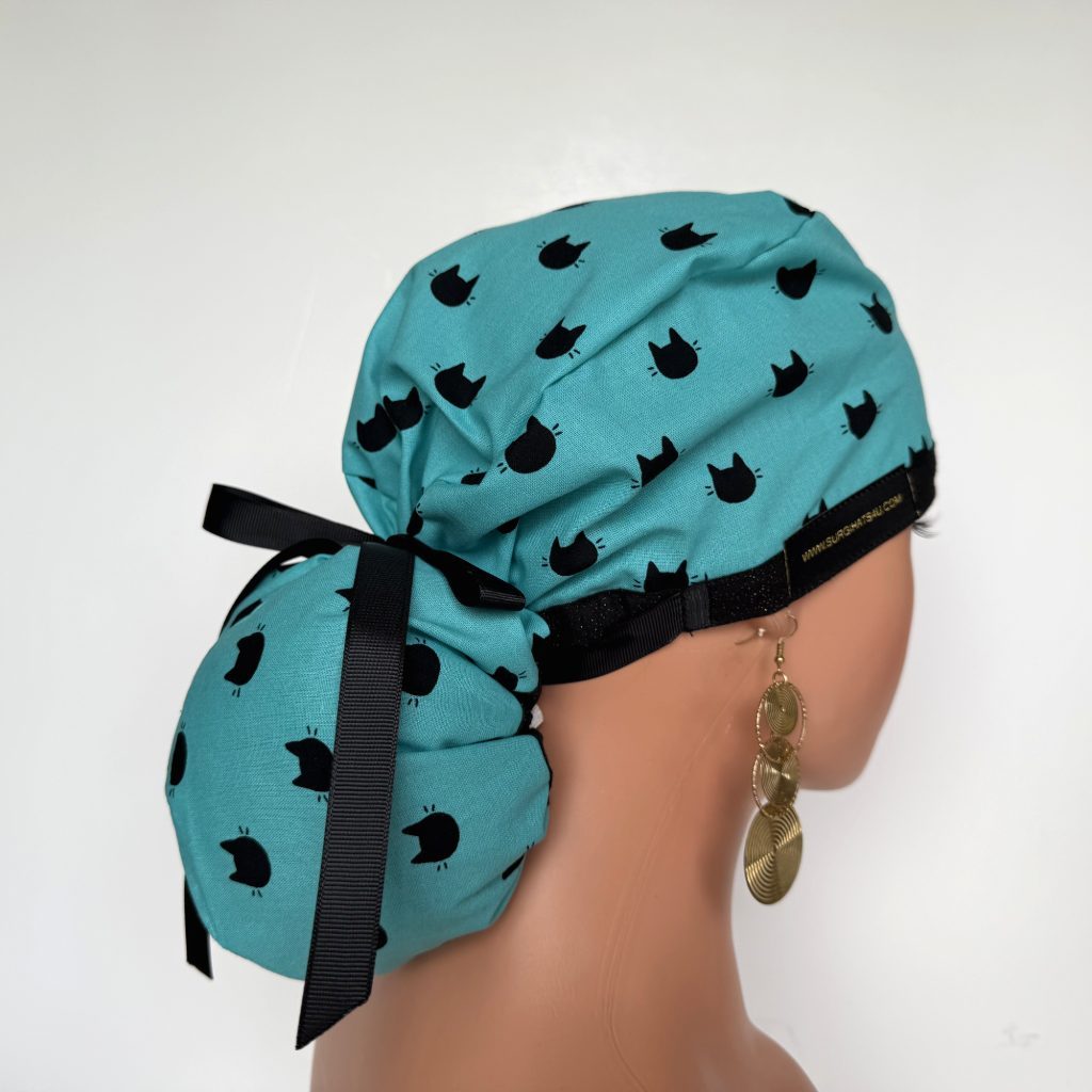 Ponytail Medical Scrub Cap - Meow, Meow - Image 6
