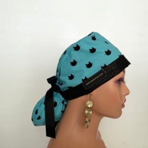 Turn Up Ponytail Medical Scrub Cap-Meow, Meow