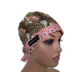 Chemo Medical Scrub Cap- Cheetah Prints/Diamonds