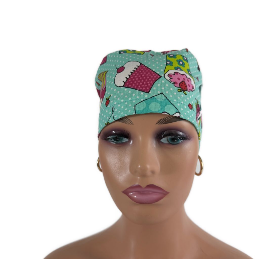 Ponytail Medical Scrub Cap – Cupcakes & Sweets - Image 2