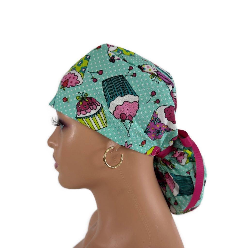 Ponytail Medical Scrub Cap – Cupcakes & Sweets - Image 8