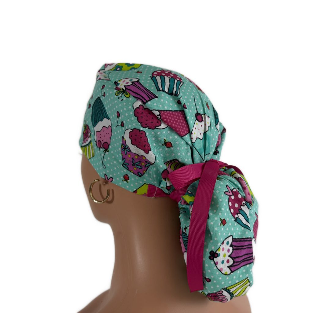 Ponytail Medical Scrub Cap – Cupcakes & Sweets - Image 7