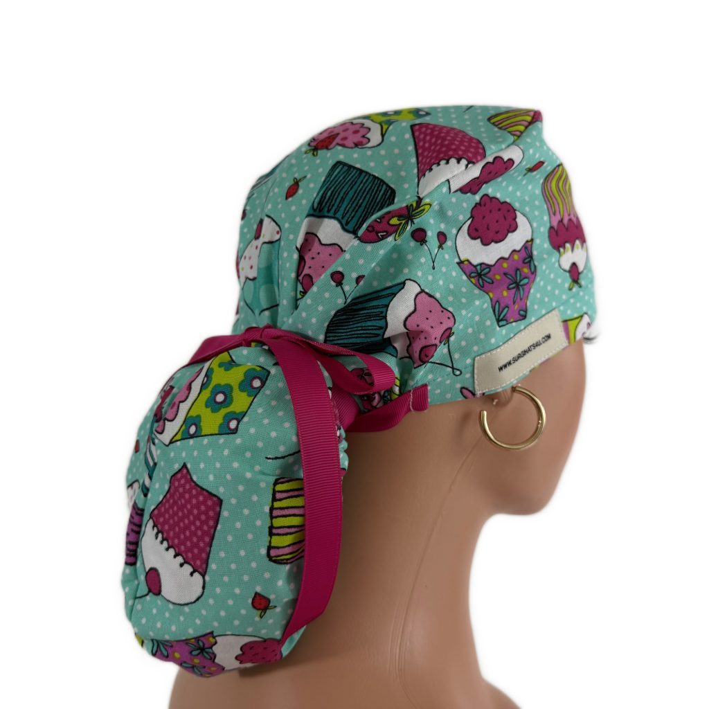 Ponytail Medical Scrub Cap – Cupcakes & Sweets - Image 5
