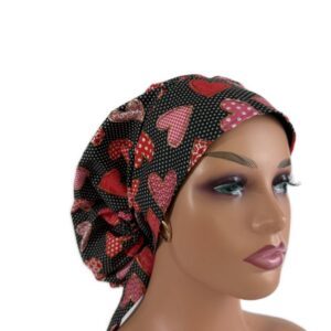 Bouffant Style Scrub Cap – Dotted Valentines Hearts