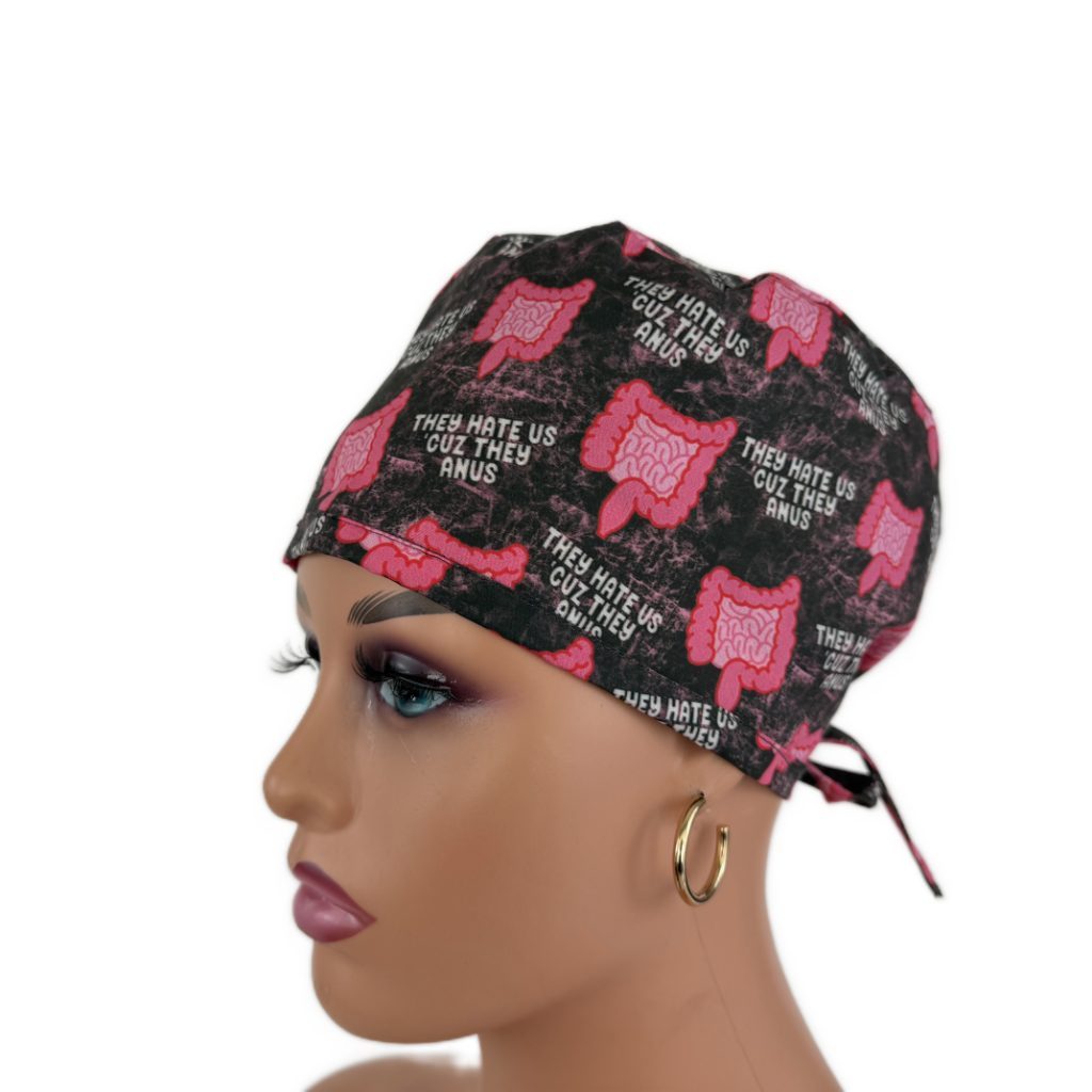 Unisex Medical Scrub Cap – They Hate Us Cause They Anus/Brown - Image 3