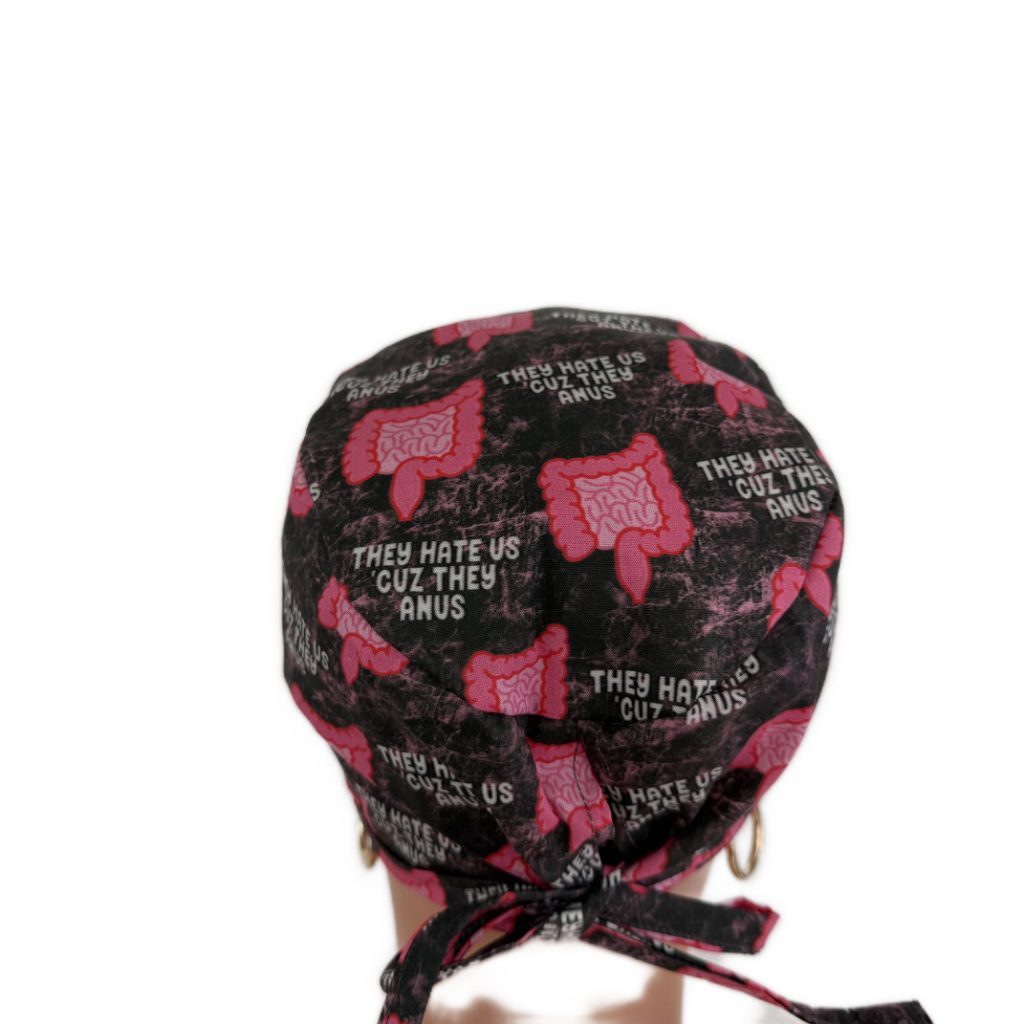 Unisex Medical Scrub Cap – They Hate Us Cause They Anus/Brown - Image 5