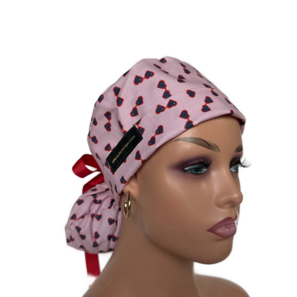Turn Up Ponytail Medical Scrub Cap - Fashion Glasses