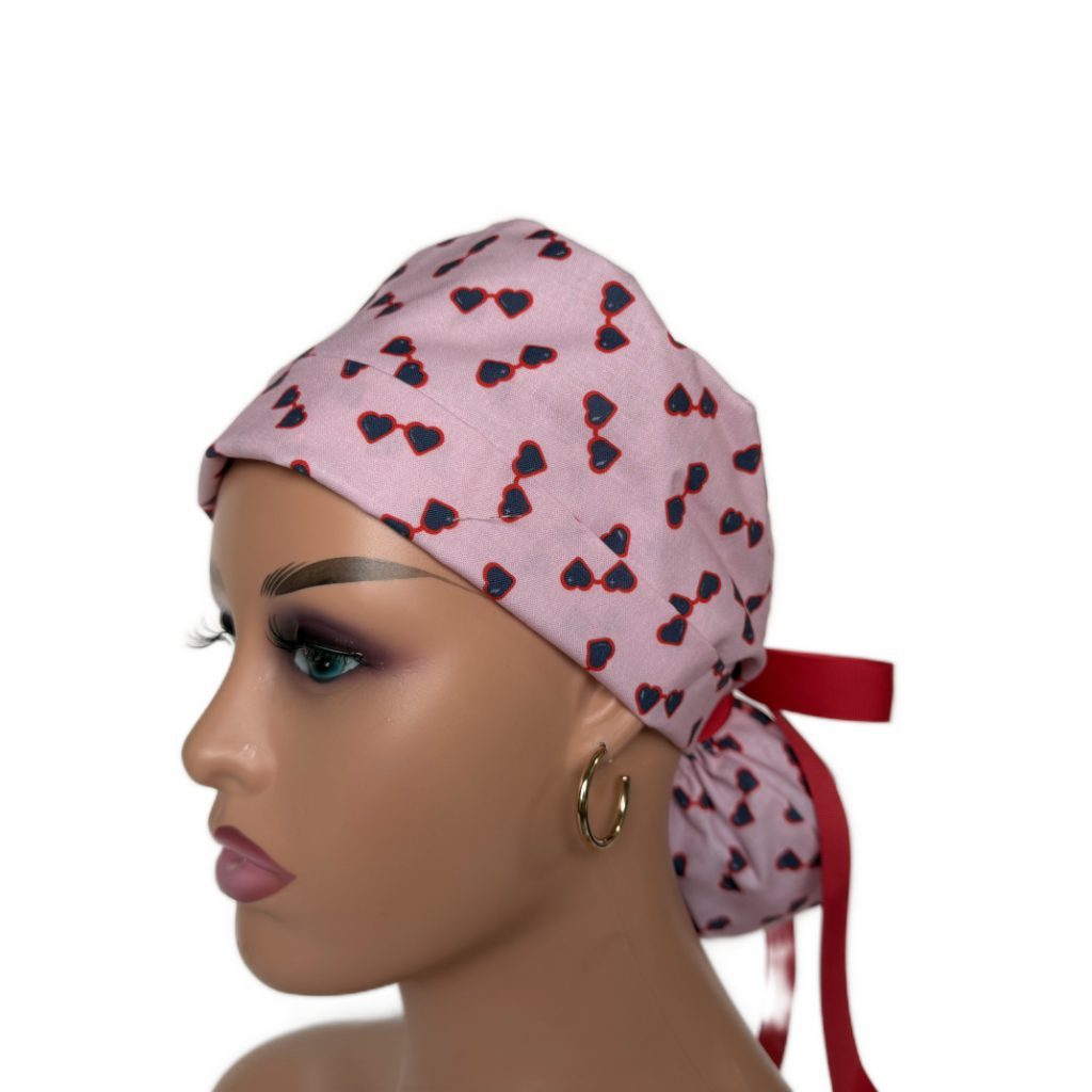 Turn Up Ponytail Medical Scrub Cap - Fashion Glasses - Image 3