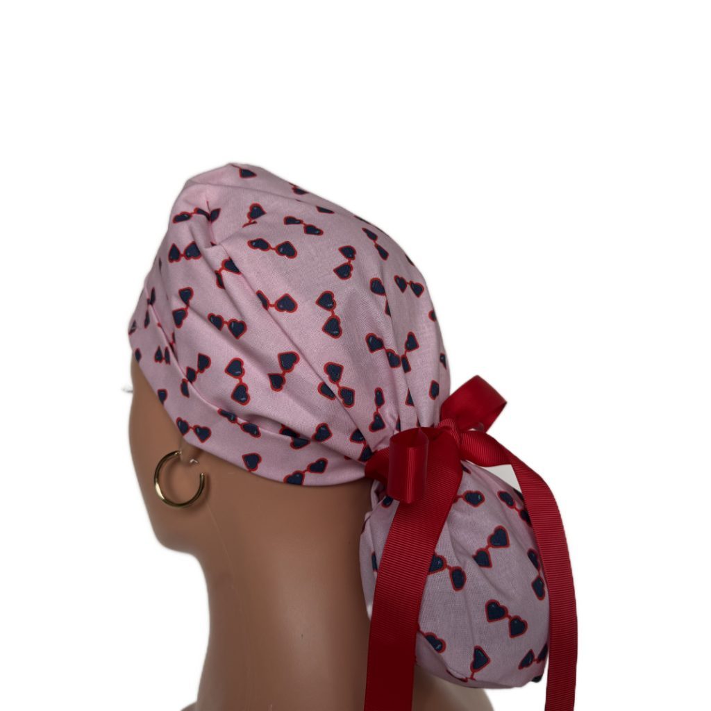 Turn Up Ponytail Medical Scrub Cap - Fashion Glasses - Image 4