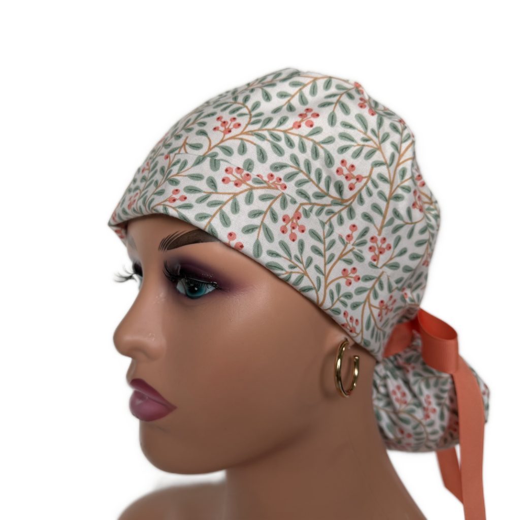 Turn Up Ponytail Medical Scrub Cap - Christmas Tweets - Image 3