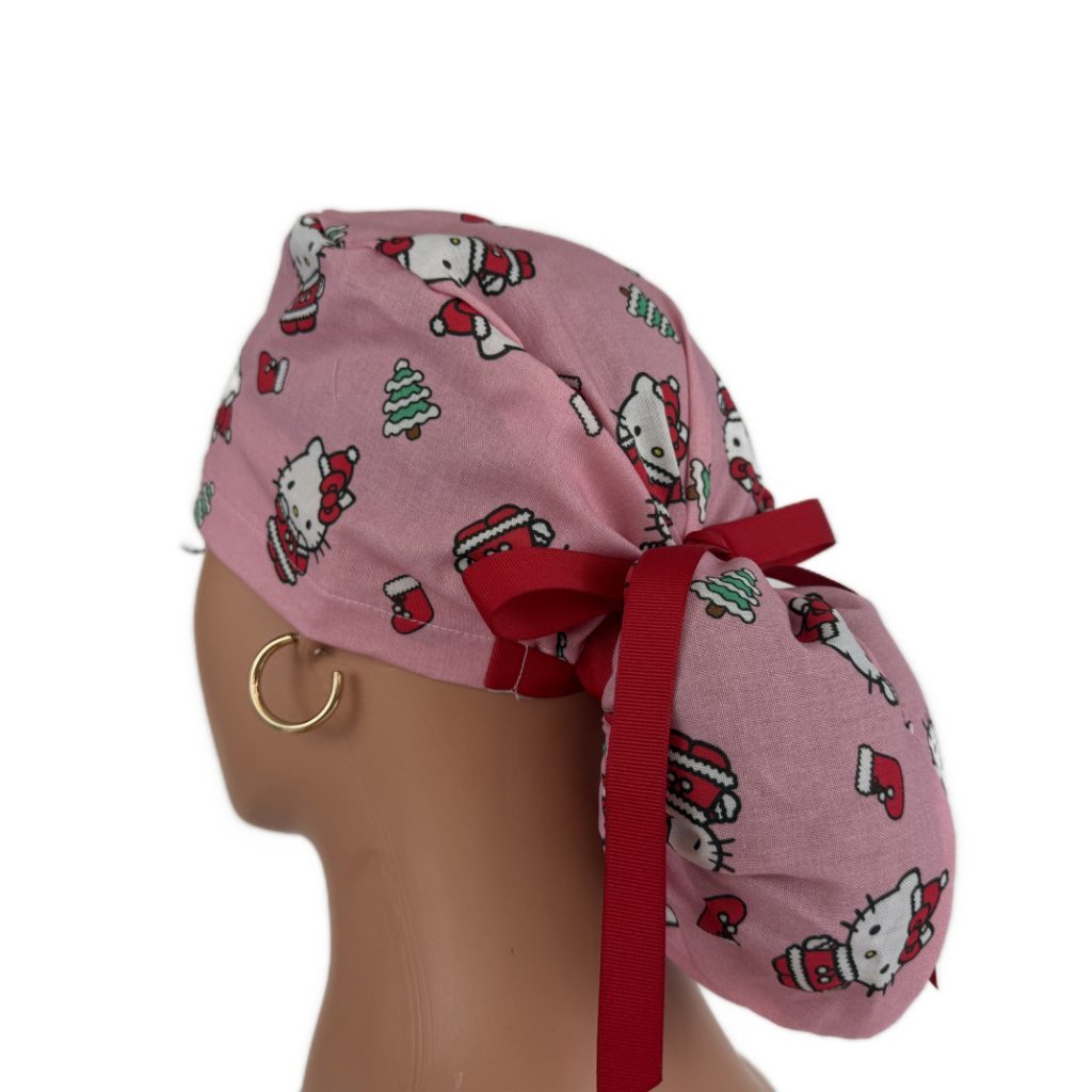 Ponytail Medical Scrub Cap – Christmas Cats - Image 4