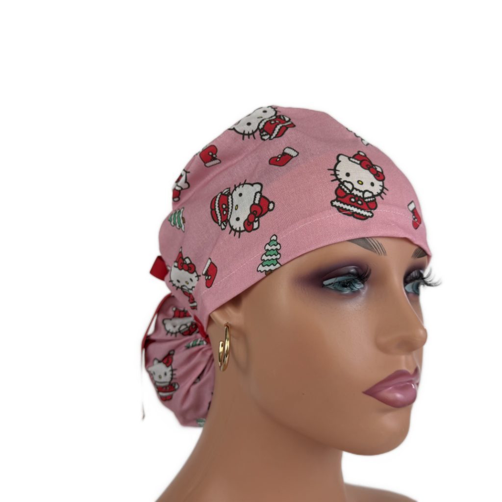 Ponytail Medical Scrub Cap – Christmas Cats