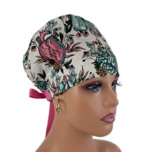 European Style Scrub Cap – (Grosgrain Ribbon) (No Ribbon) My Organs Garden