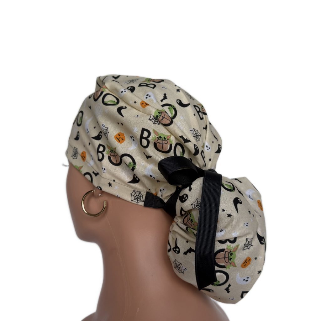 Ponytail Medical Scrub Cap – Boo - Image 4