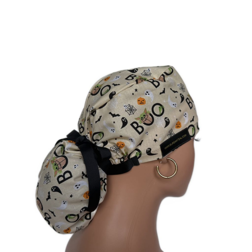 Ponytail Medical Scrub Cap – Boo - Image 6