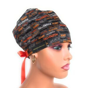 European Style Scrub Cap – (Grosgrain Ribbon) (No Ribbon) Halloween Scary