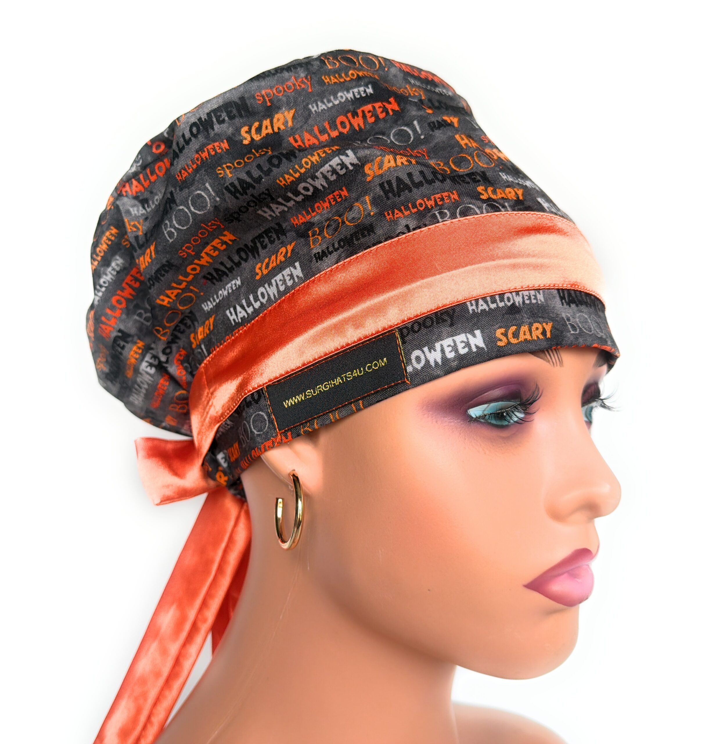 European Style Scrub Cap – (Sateen Ribbon) (No Ribbon) Halloween Scary