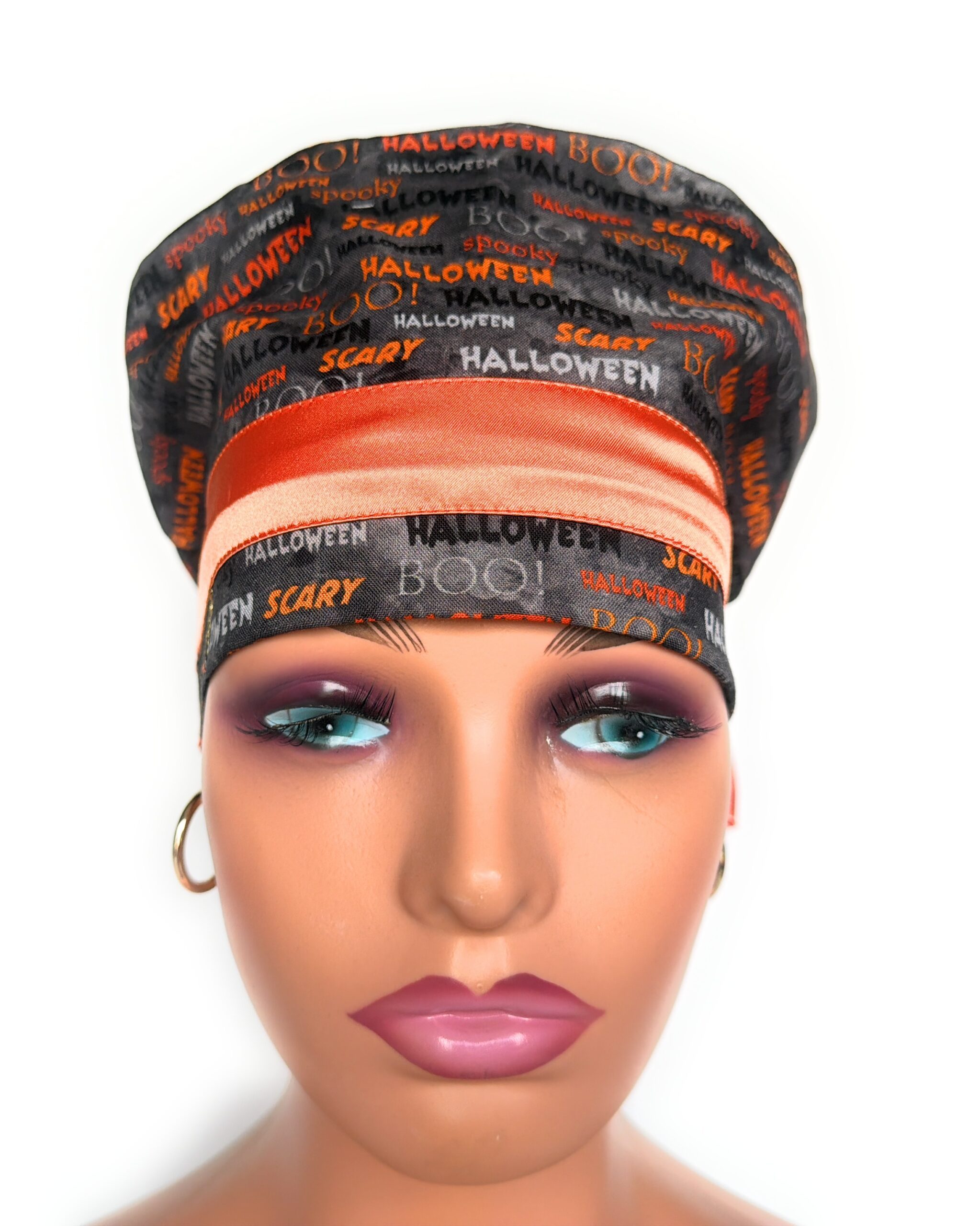European Style Scrub Cap – (Sateen Ribbon) (No Ribbon) Halloween Scary - Image 2