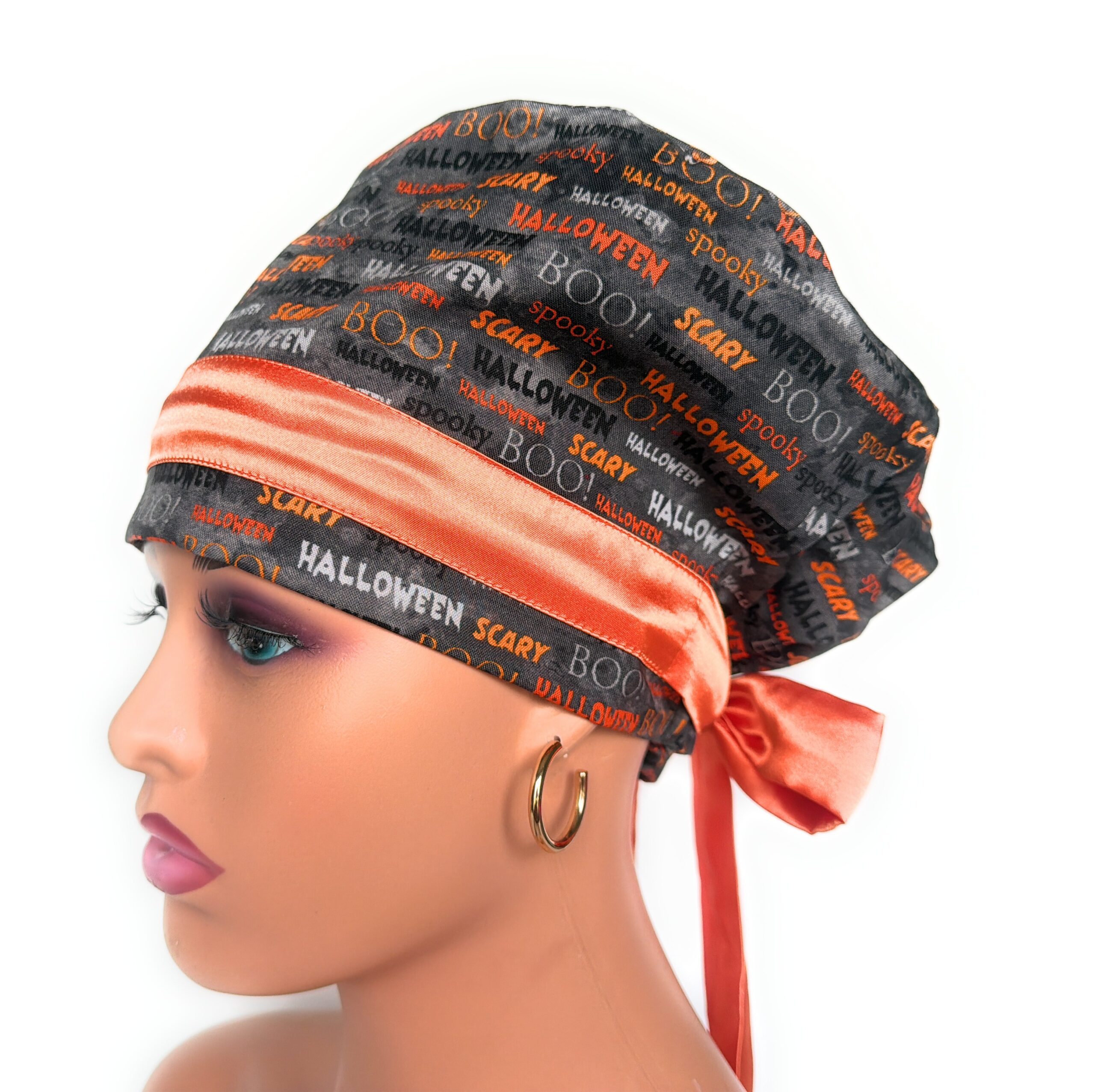 European Style Scrub Cap – (Sateen Ribbon) (No Ribbon) Halloween Scary - Image 3