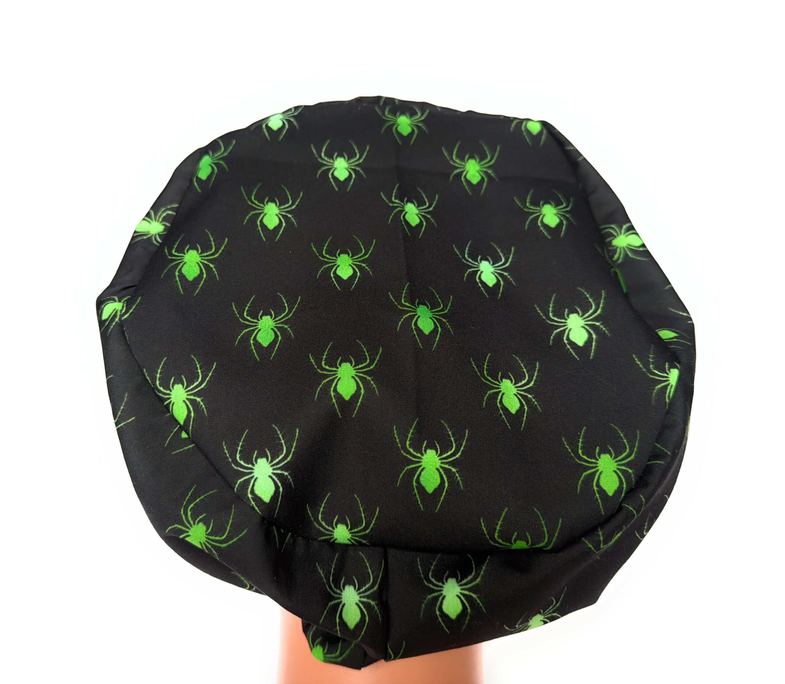 European Style Scrub Cap (Grosgrain Ribbon) - Glow in The Dark/Halloween Spiders - Image 6