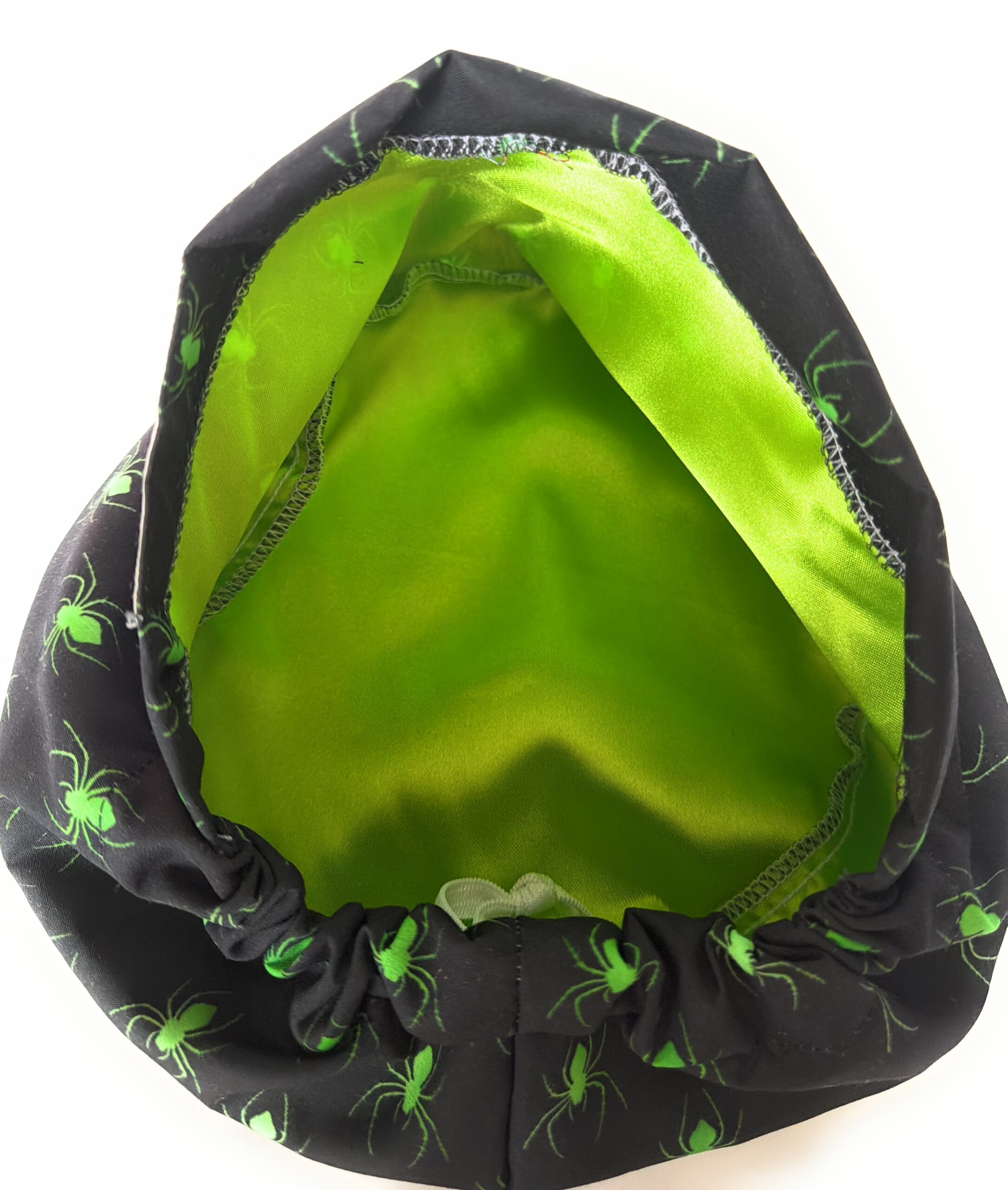 European Style Scrub Cap (Grosgrain Ribbon) - Glow in The Dark/Halloween Spiders - Image 9